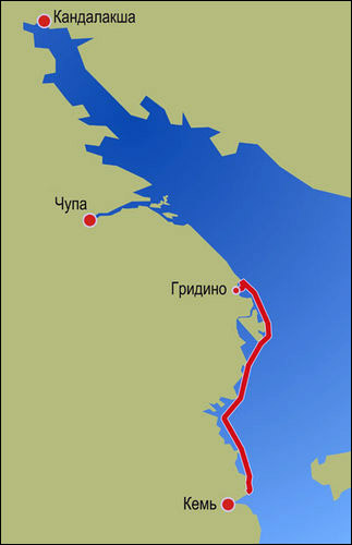 Рассказ о Белом море   (отчет о морском походе на байдарке из Кеми до деревни Гридино)