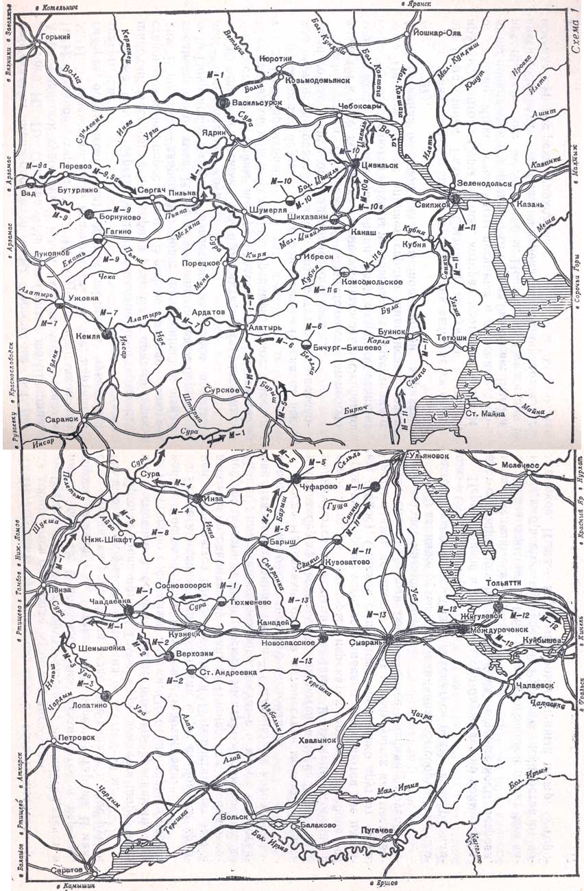1. Схема маршрутов бассейна Волги
